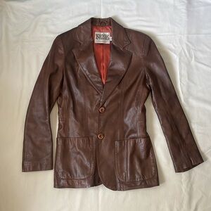 Vintage Leather Blazer-Chocolate